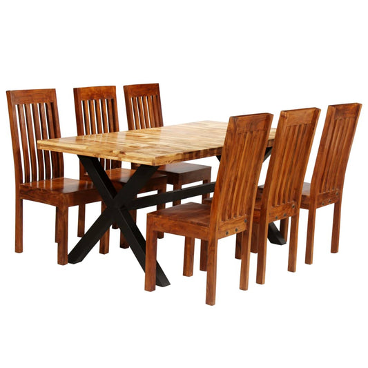 7-piece dining set, solid acacia and mango wood