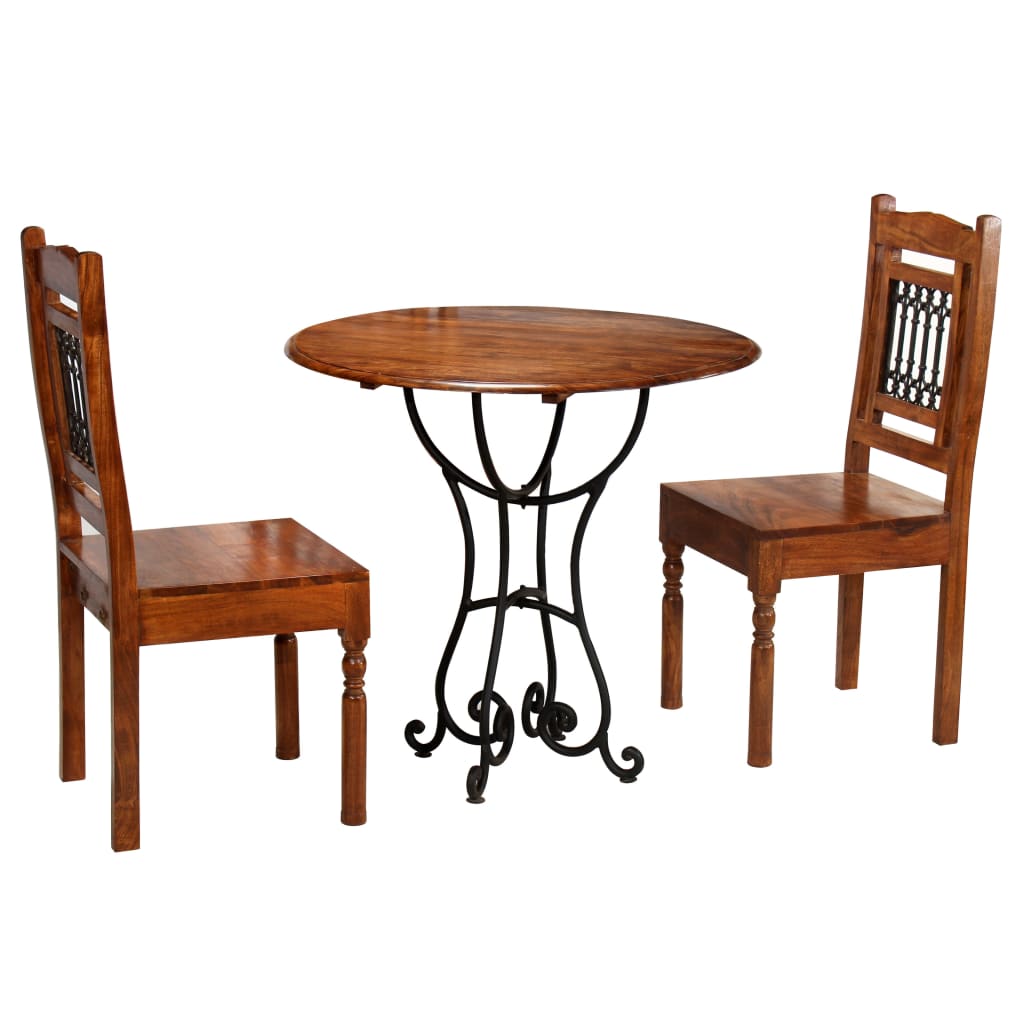 Bistro set, 3 pieces, solid acacia wood