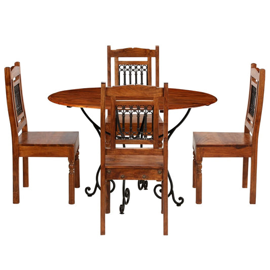 Kitchen table set, 5 pieces, solid acacia wood