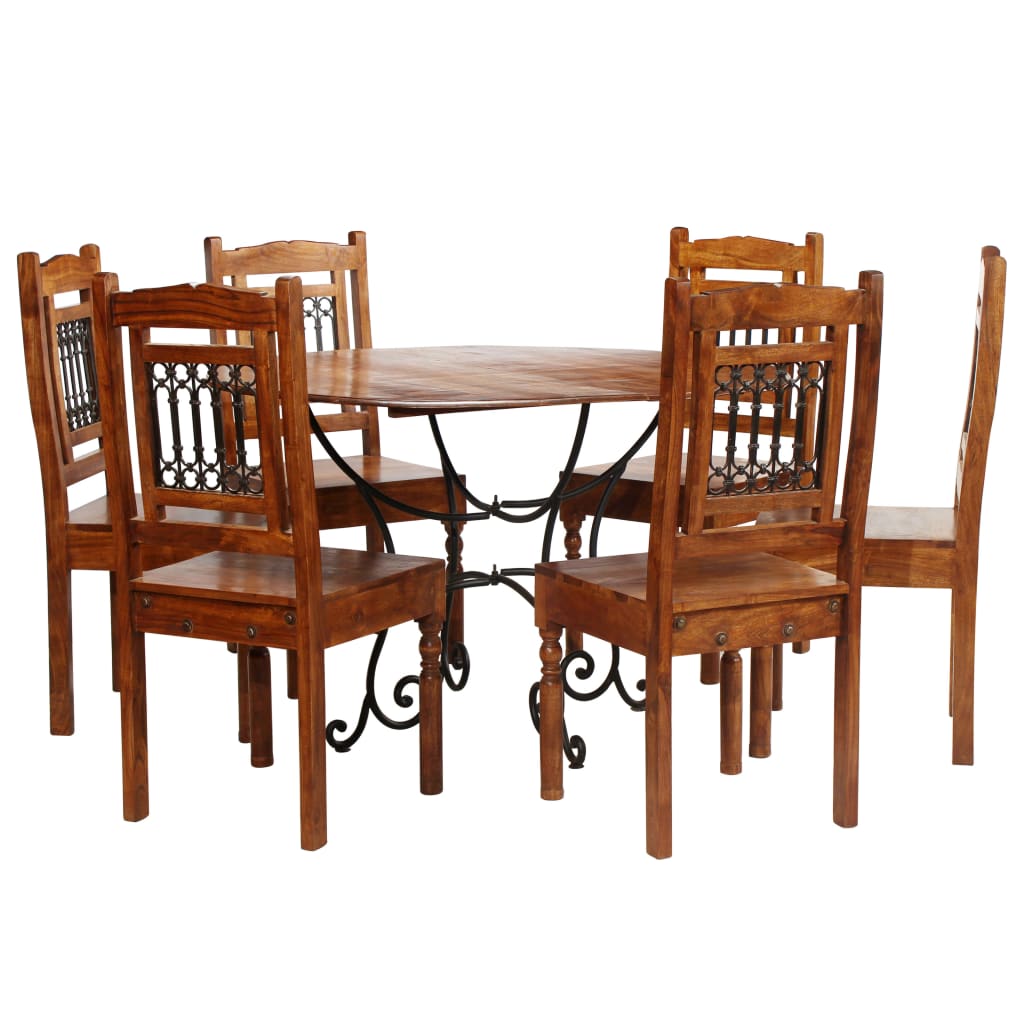 Kitchen furniture set, 7 pieces, solid acacia wood