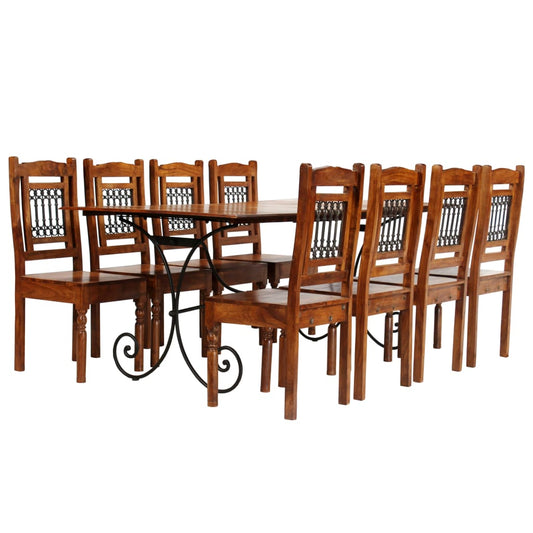 Kitchen table set, 9 pieces, solid acacia wood