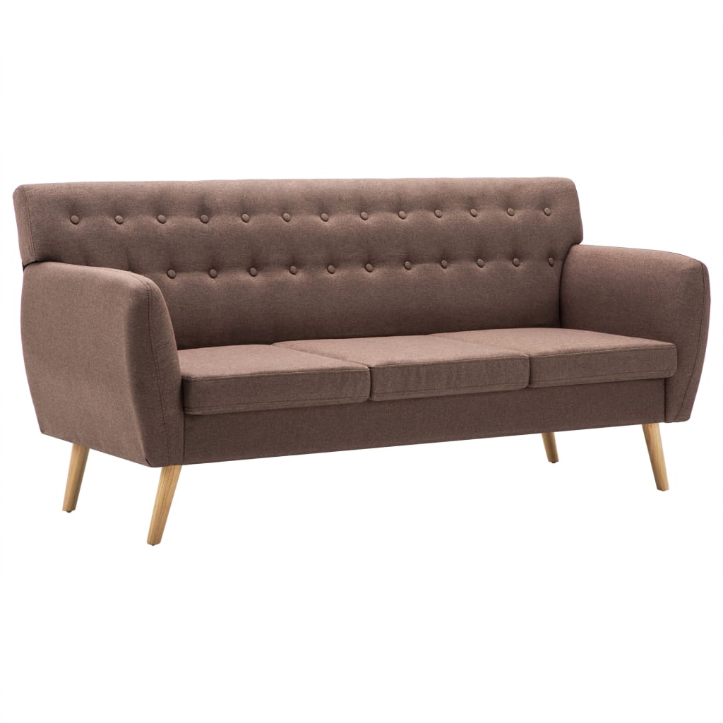 3-seater sofa, fabric, 172 x 70 x 82 cm, brown