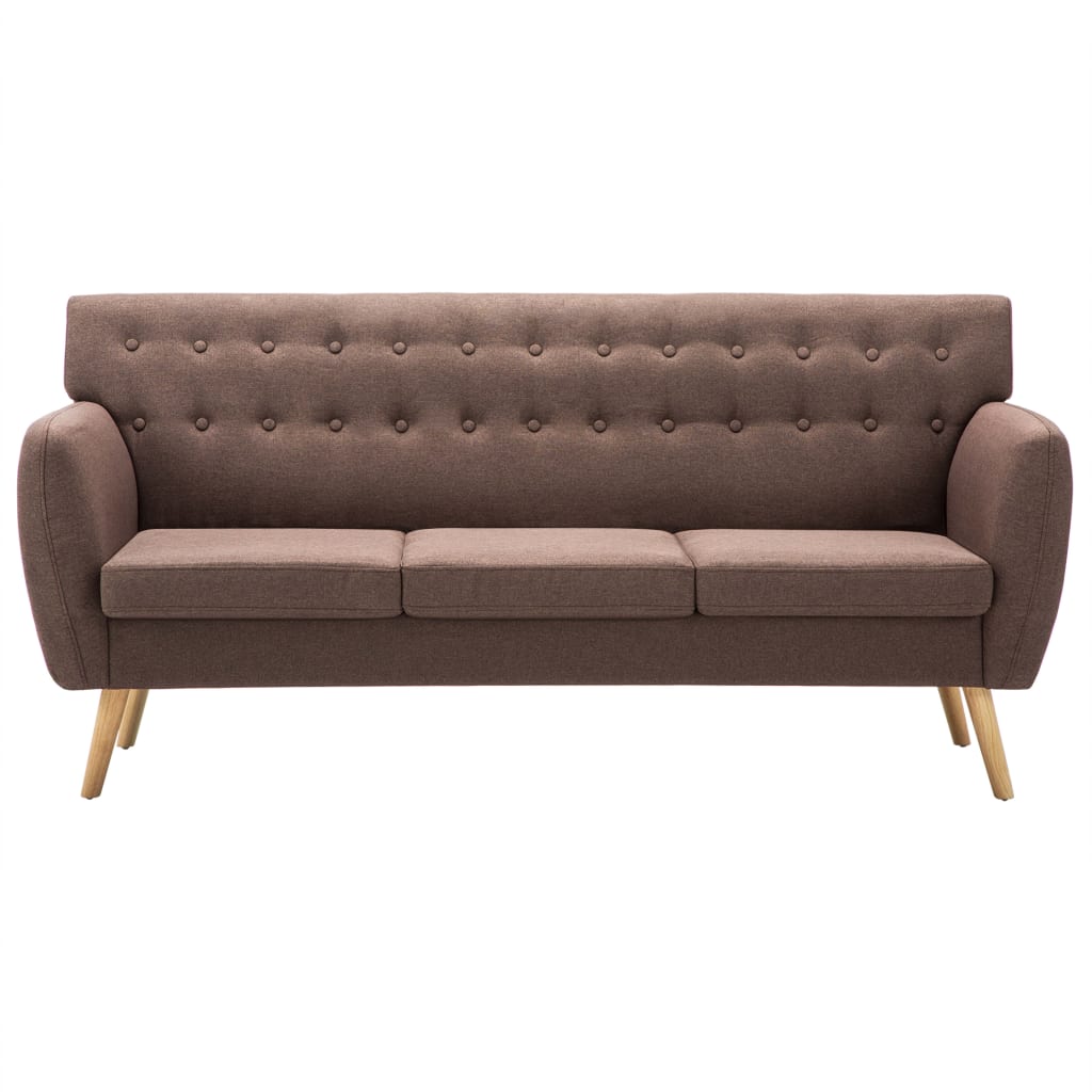 3-seater sofa, fabric, 172 x 70 x 82 cm, brown