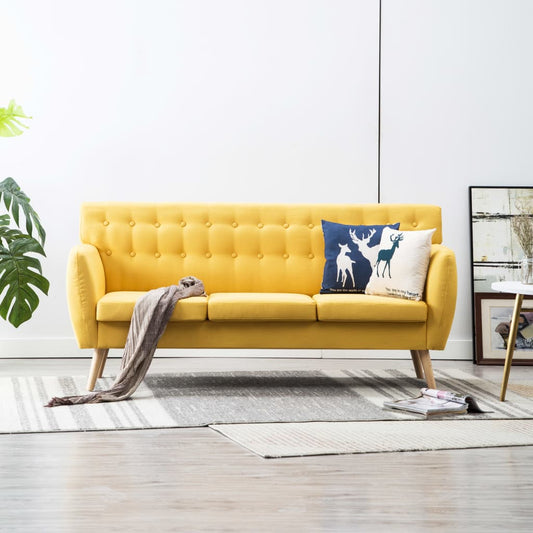 3-seater sofa, fabric, 172 x 70 x 82 cm, yellow