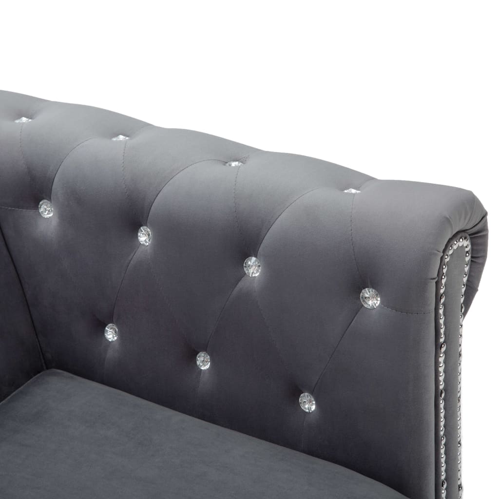 Chesterfield 3-seater sofa, velvet, 199x75x72 cm, grey