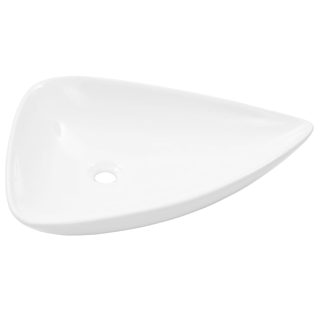 Ceramic sink, white, 645 x 455 x 115 mm, triangle