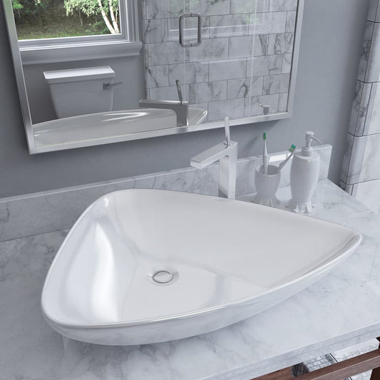 Ceramic sink, white, 645 x 455 x 115 mm, triangle