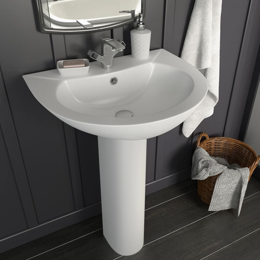 Bathroom sink with pedestal, white, 520x440x190 mm, ceramic