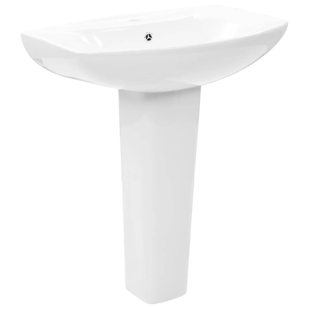 Pedestal washbasin, white, 650 x 520 x 200 mm, ceramic