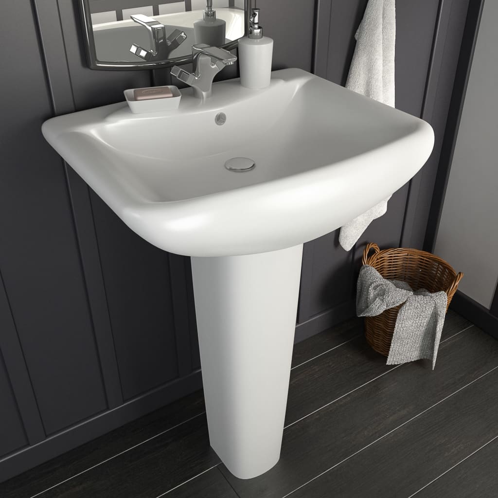 Pedestal washbasin, white, 580 x 470 x 200 mm, ceramic