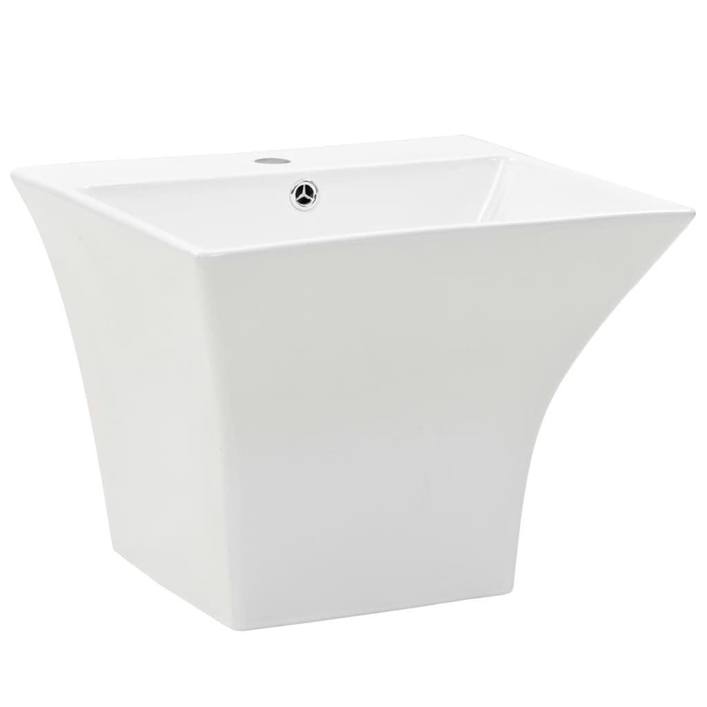 Wall-hung ceramic sink, white, 500x450x410 mm