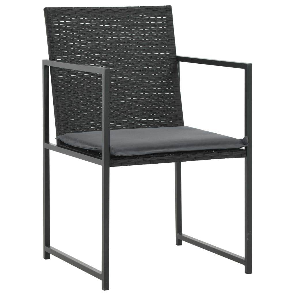 Set mobilier de exterior cu perne, 9 piese, negru, poliratan