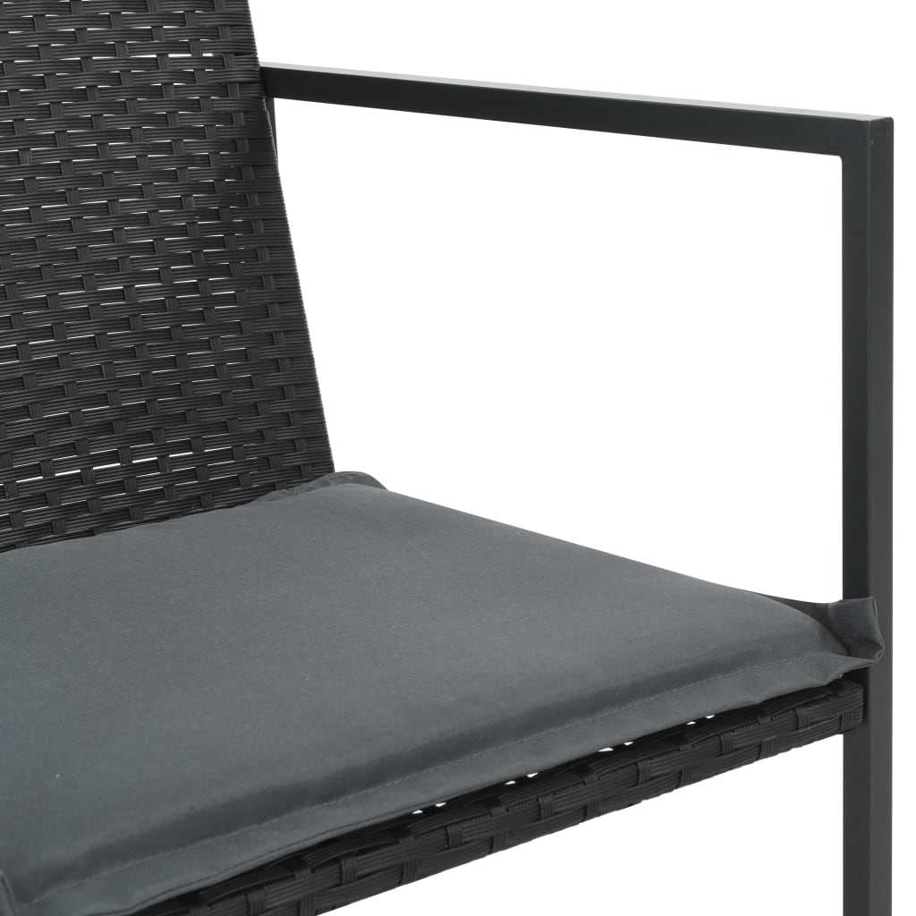 Set mobilier de exterior cu perne, 9 piese, negru, poliratan