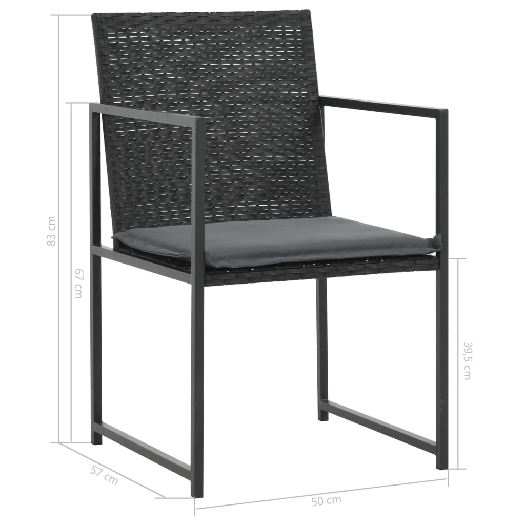 Set mobilier de exterior cu perne, 9 piese, negru, poliratan