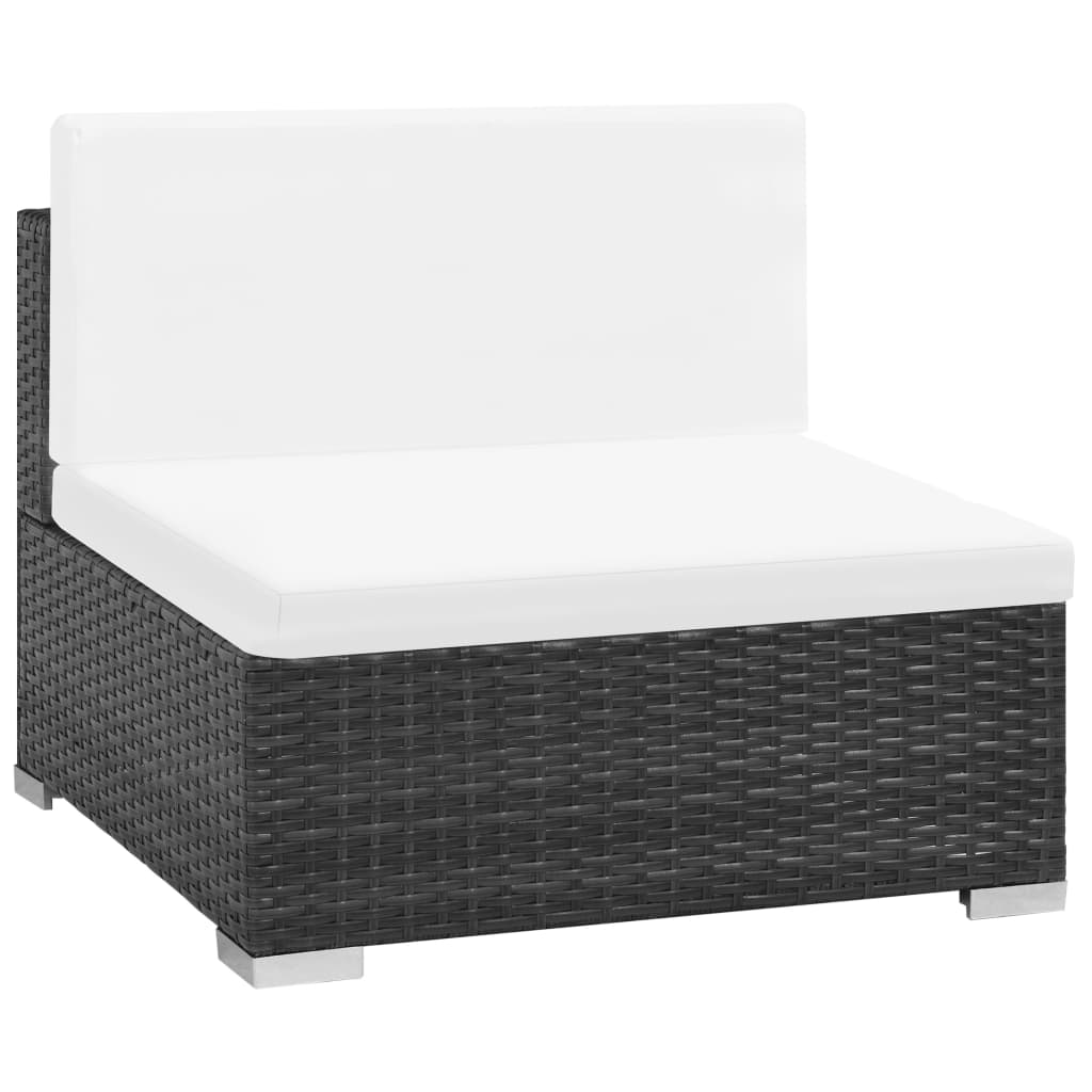 Set mobilier de grădină cu perne, 7 piese, negru, poliratan