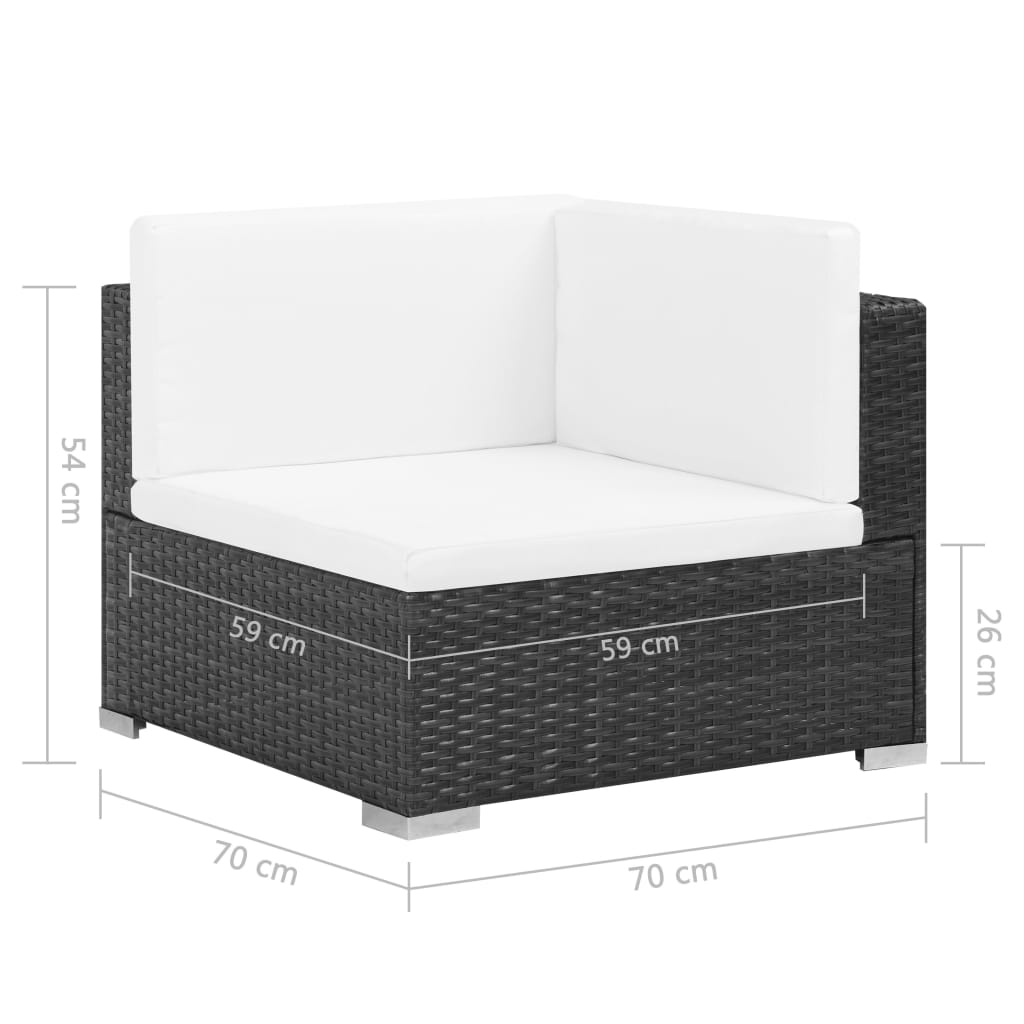 Set mobilier de grădină cu perne, 7 piese, negru, poliratan