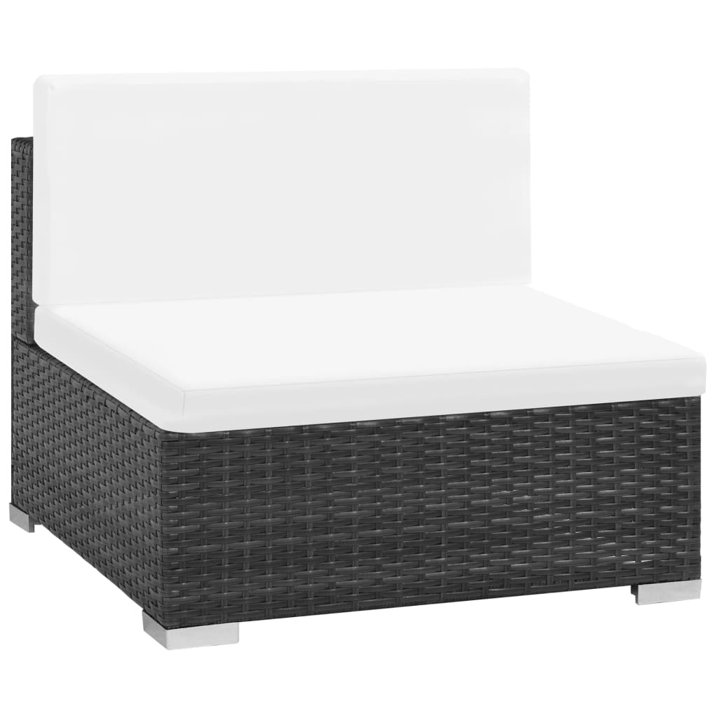 Set mobilier de grădină cu perne, 6 piese, negru, poliratan