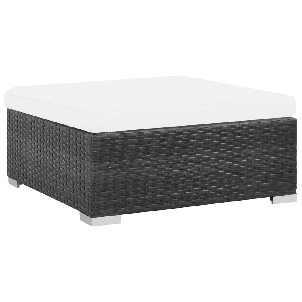 Set mobilier de grădină cu perne, 6 piese, negru, poliratan