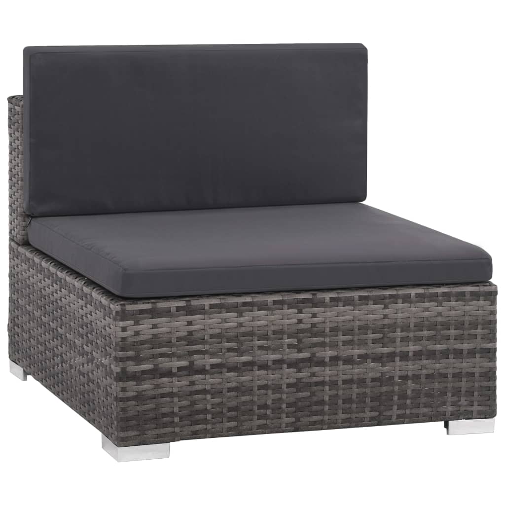 6-piece garden furniture set with cushions, grey, polyrattan