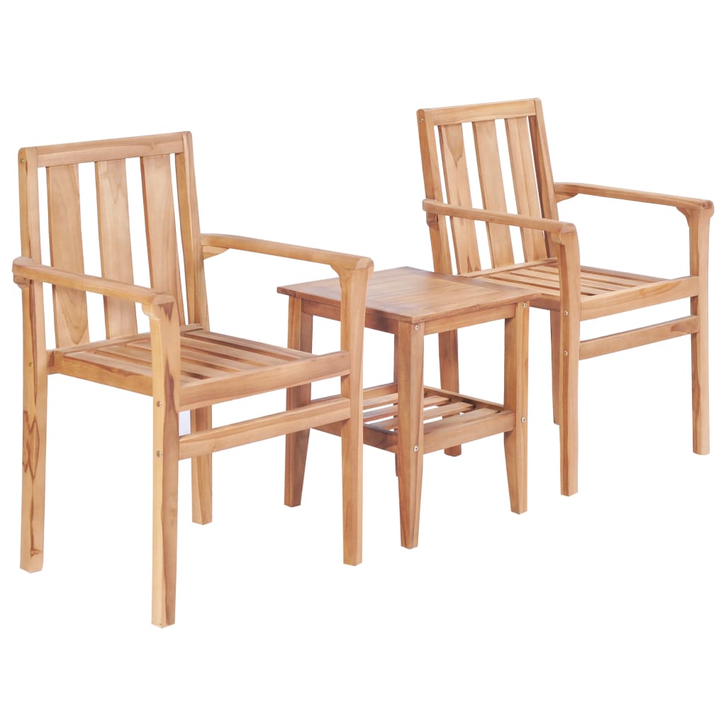 Set mobilier de bistro, 3 piese, lemn masiv de tec