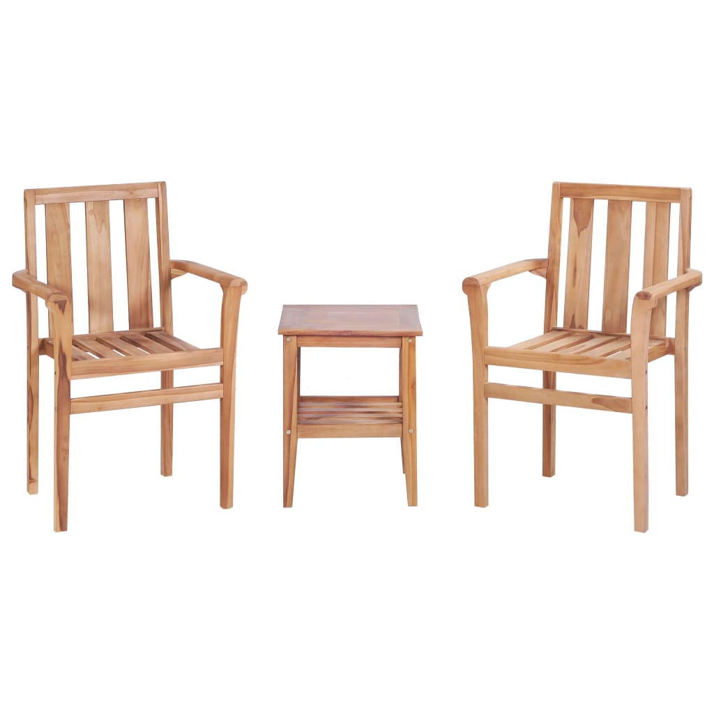 Set mobilier de bistro, 3 piese, lemn masiv de tec