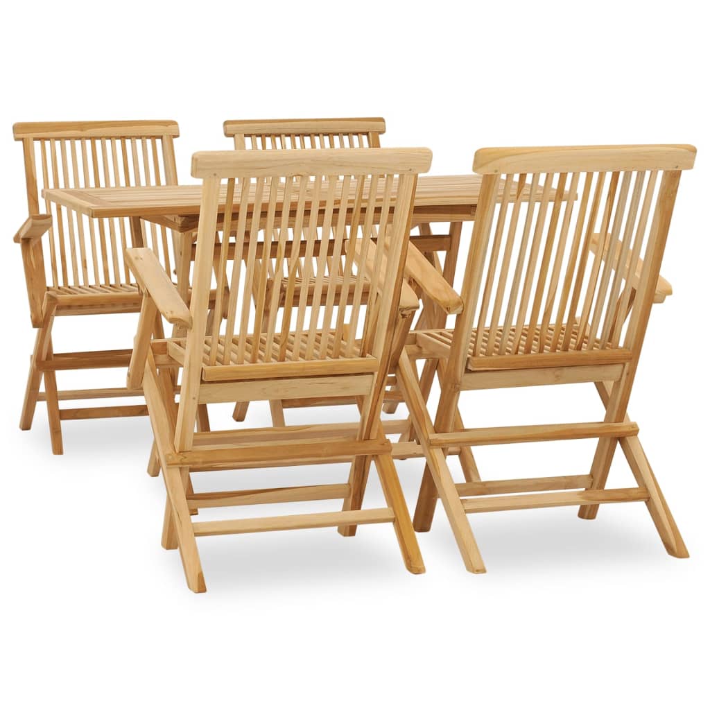 Outdoor furniture set, 5 pieces, solid teak wood