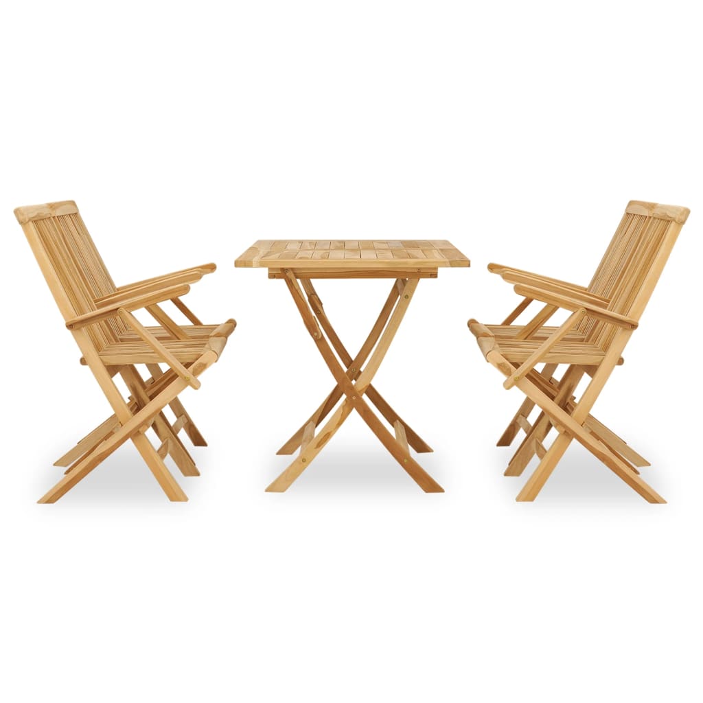 Outdoor furniture set, 5 pieces, solid teak wood