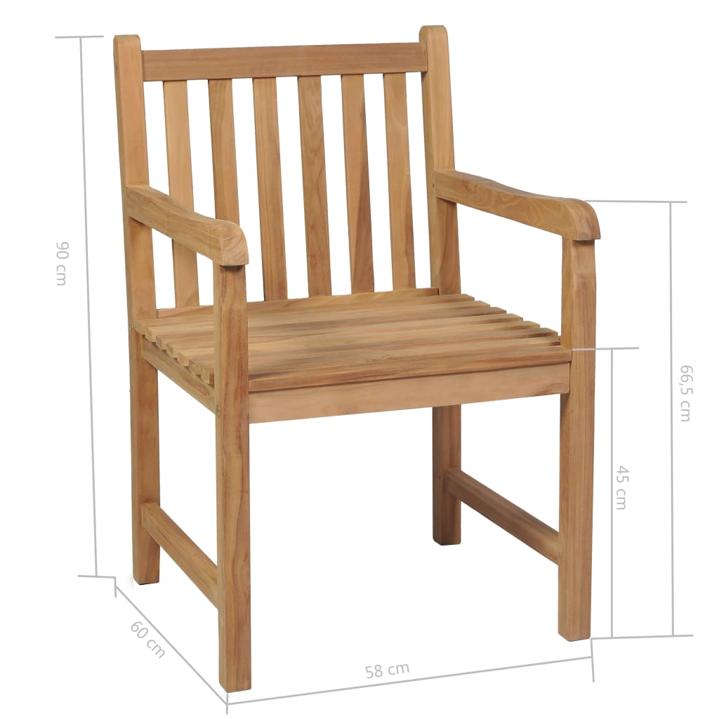 Outdoor furniture set, 5 pieces, solid teak wood