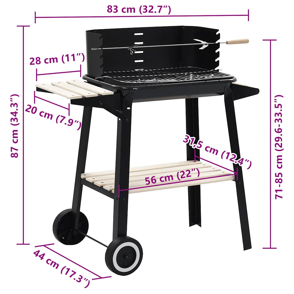 Charcoal grill stand with wheels