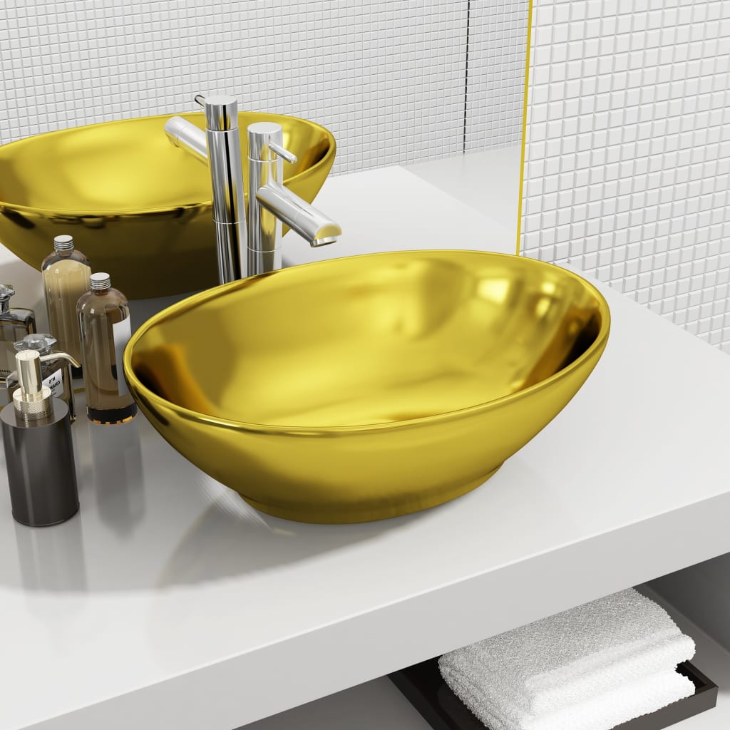 Sink, gold, 40x33x13.5 cm, ceramic