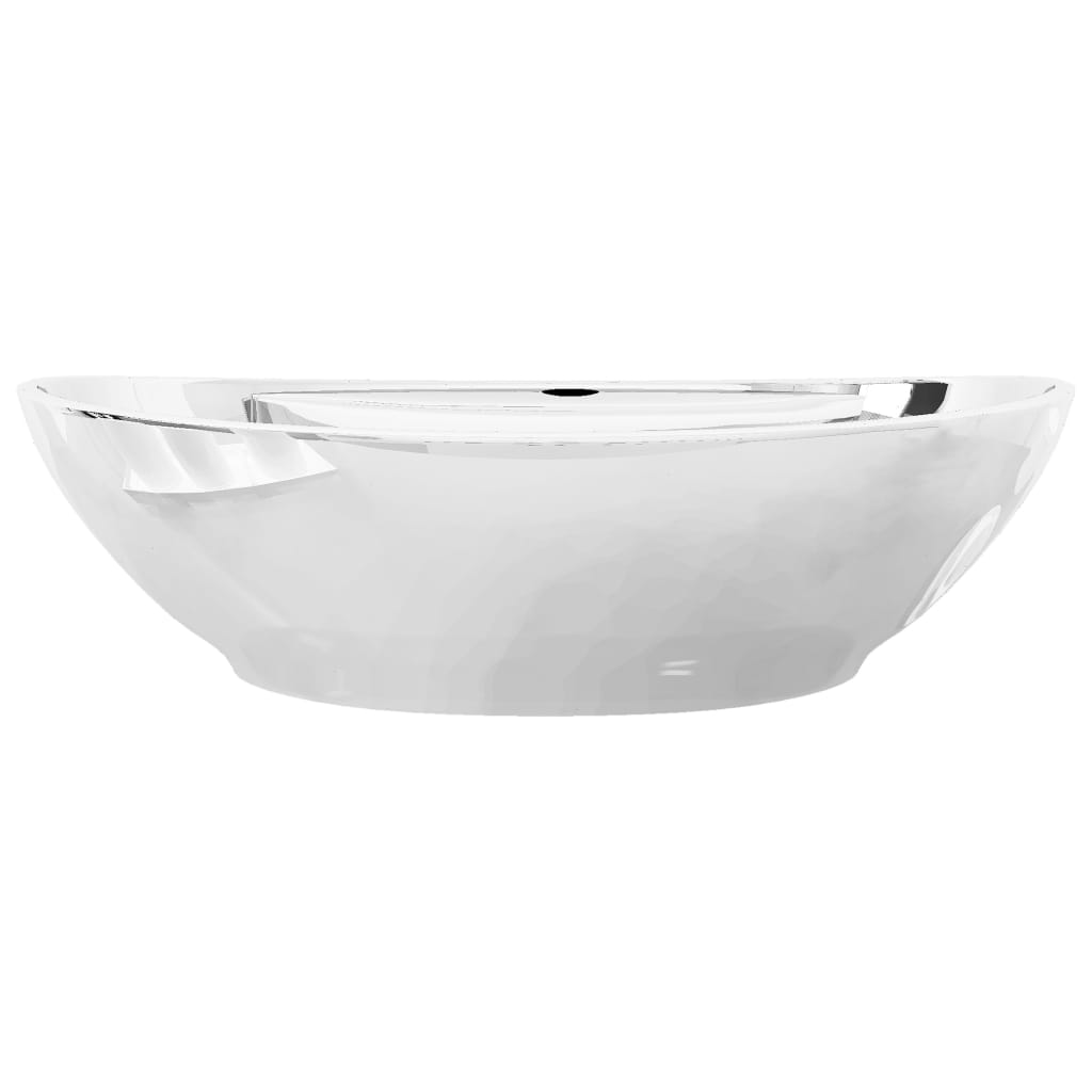 Sink with overflow, silver, 58.5 x 39 x 21 cm, ceramic