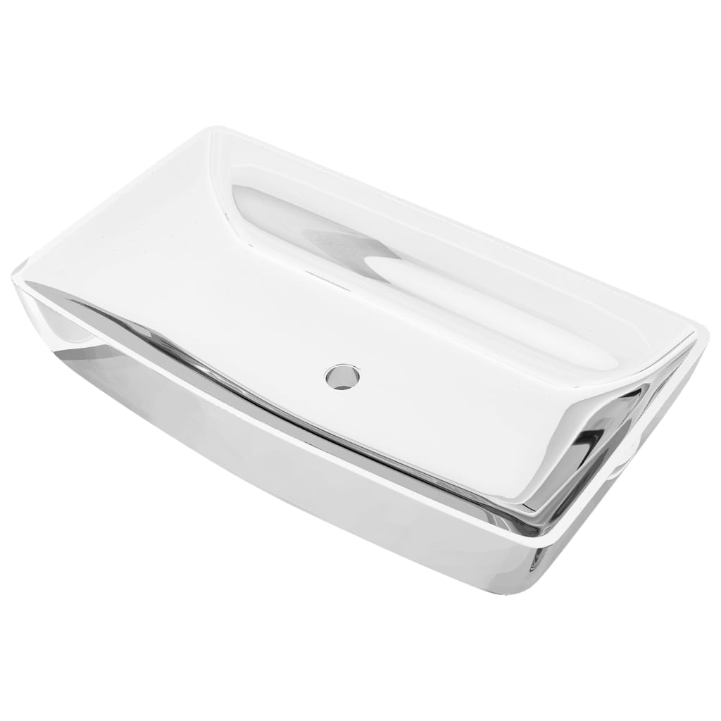 Bathroom sink, silver, 71 x 38 x 13.5 cm, ceramic