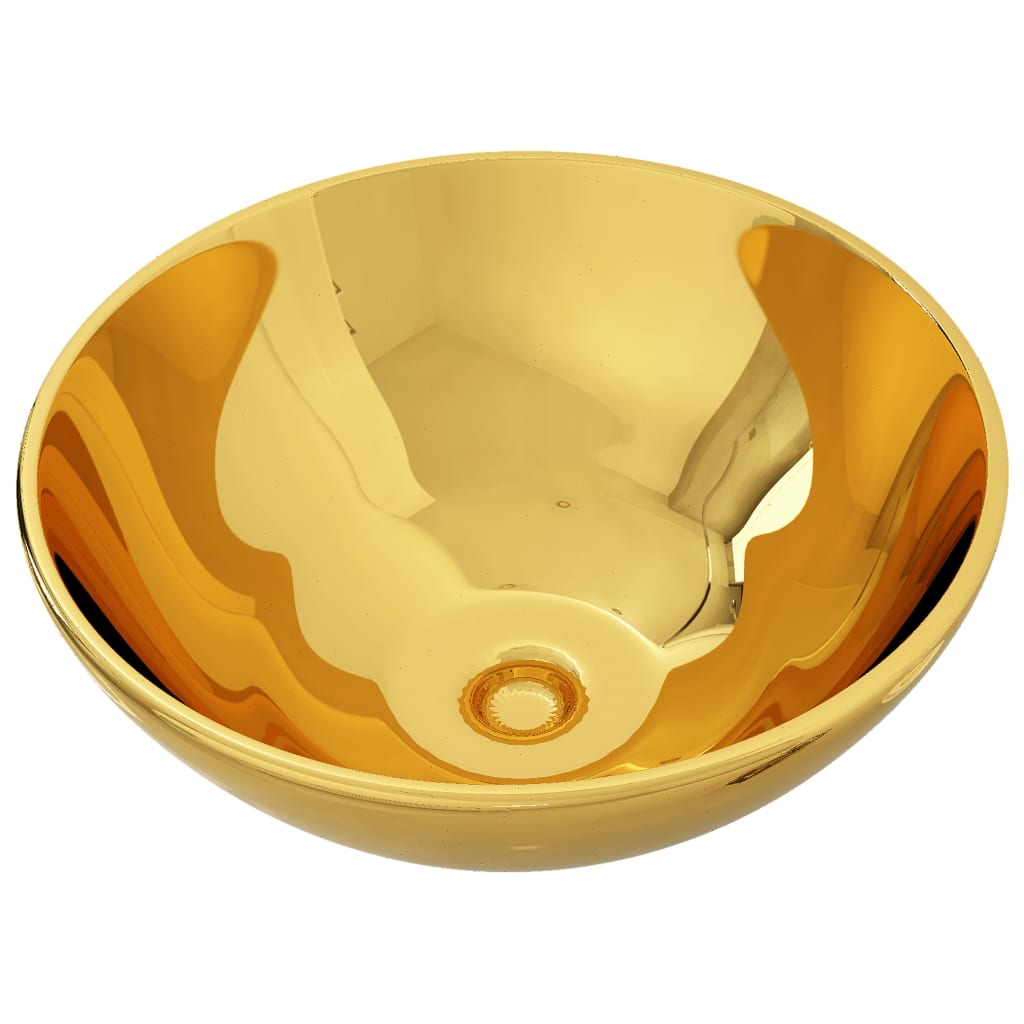 Sink, gold, 32.5 x 14 cm, ceramic