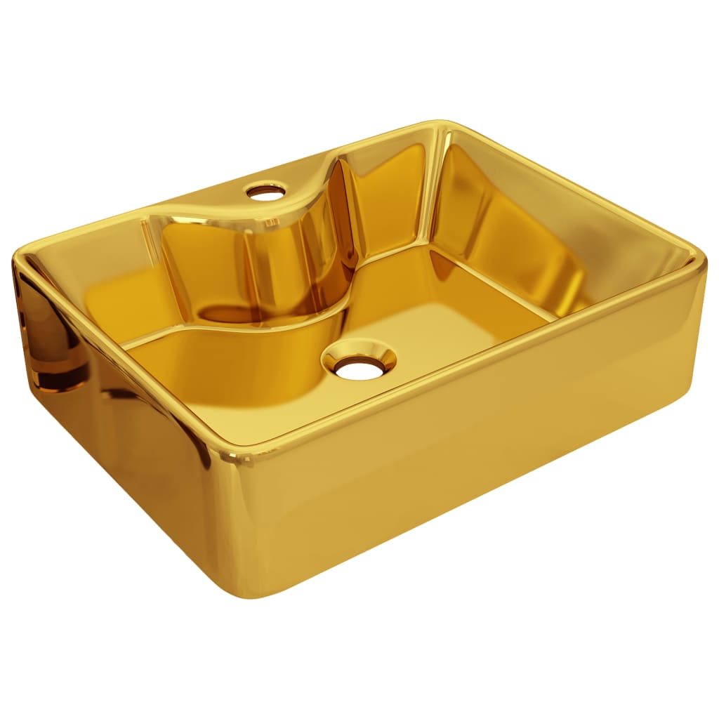 Sink with tap hole, gold, 48x37x13.5 cm, ceramic