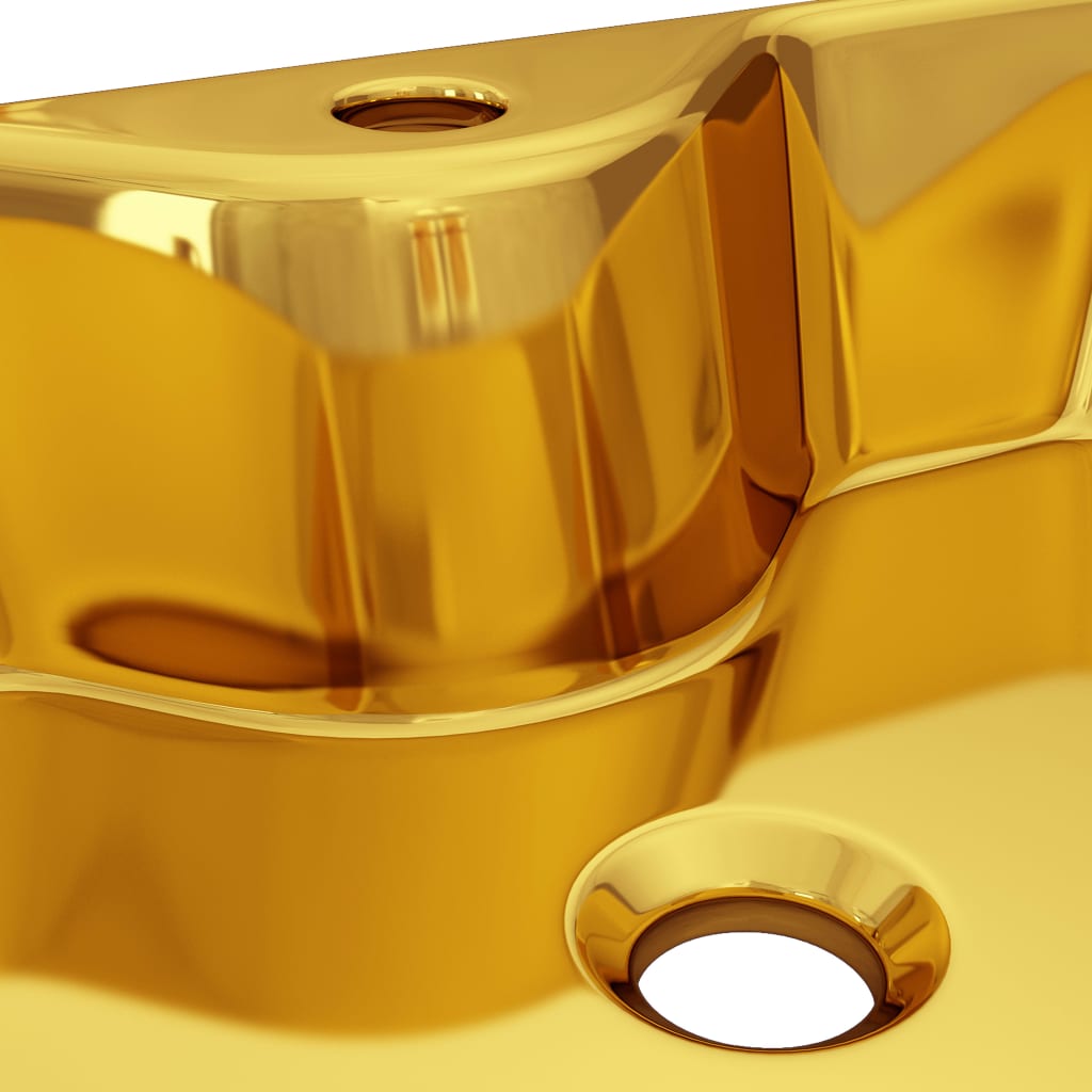 Sink with tap hole, gold, 48x37x13.5 cm, ceramic