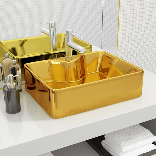 Sink with tap hole, gold, 48x37x13.5 cm, ceramic