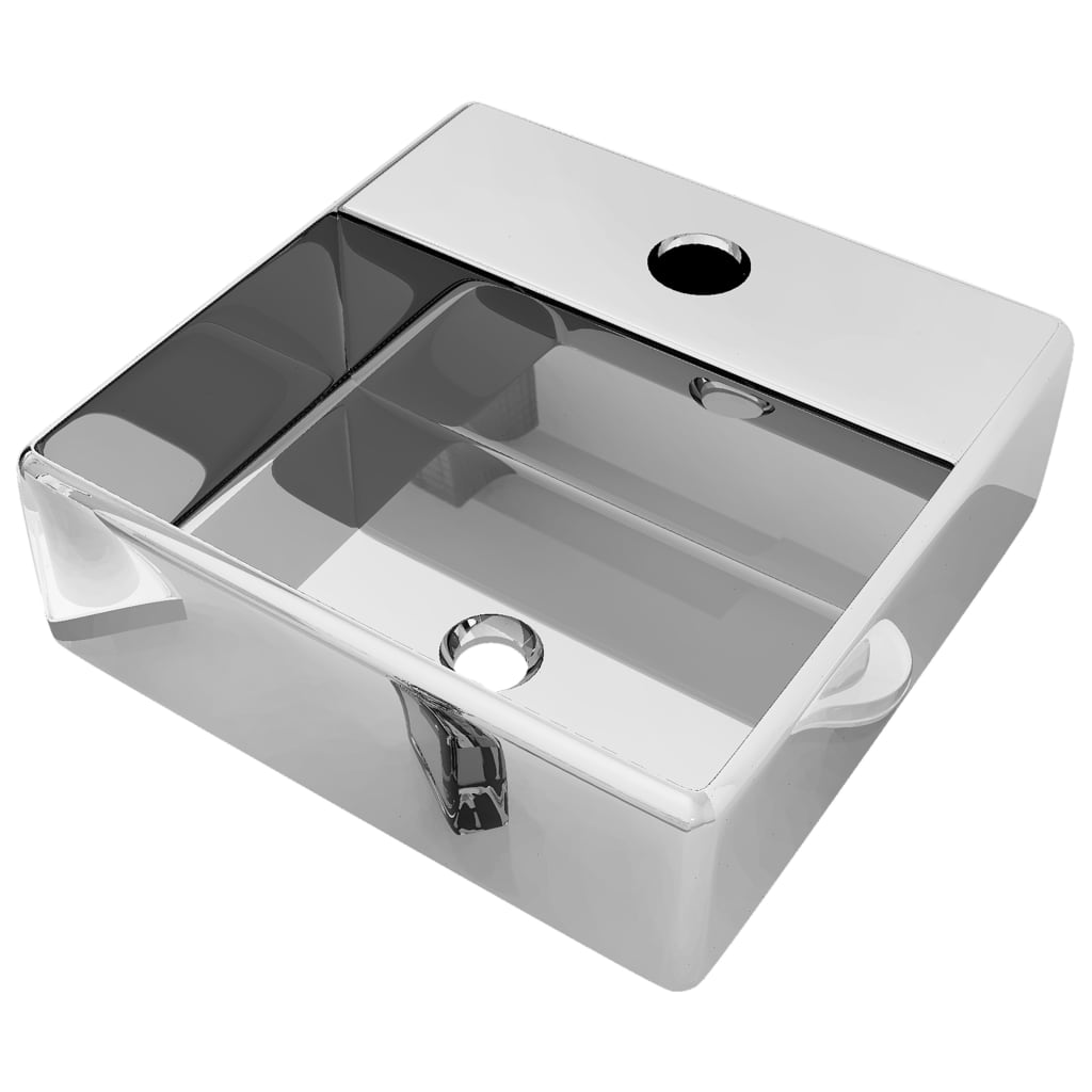 Sink with silver tap hole 38x30x11.5 cm ceramic