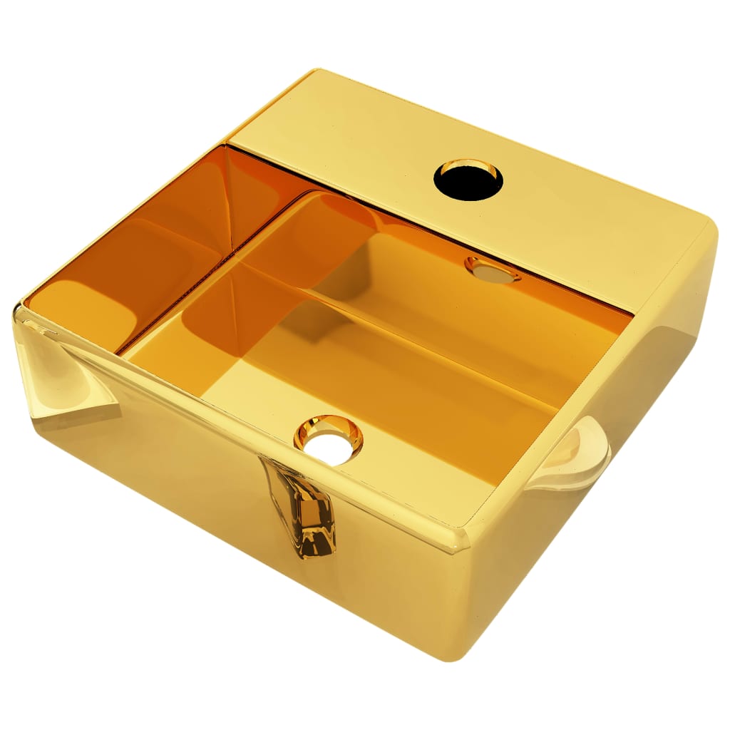 Sink with tap hole, gold, 38x30x11.5 cm, ceramic