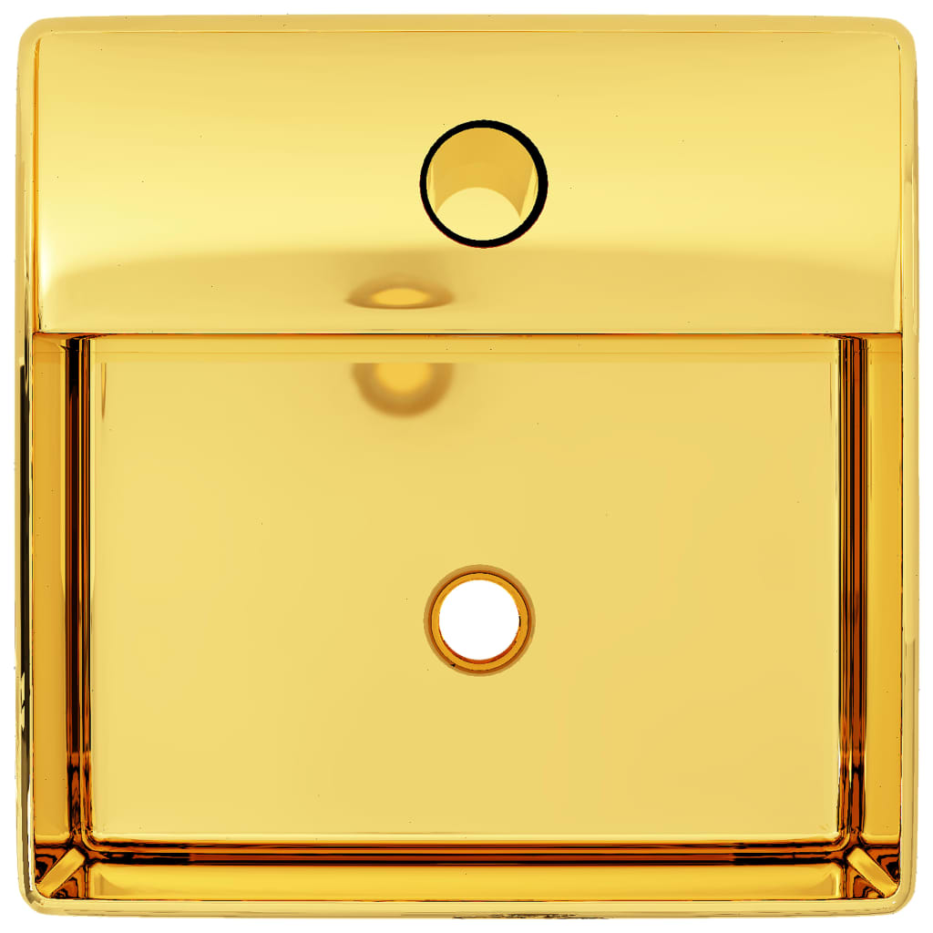 Sink with tap hole, gold, 38x30x11.5 cm, ceramic