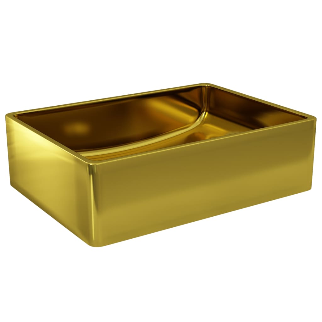 Bathroom sink, gold, 41 x 30 x 12 cm, ceramic