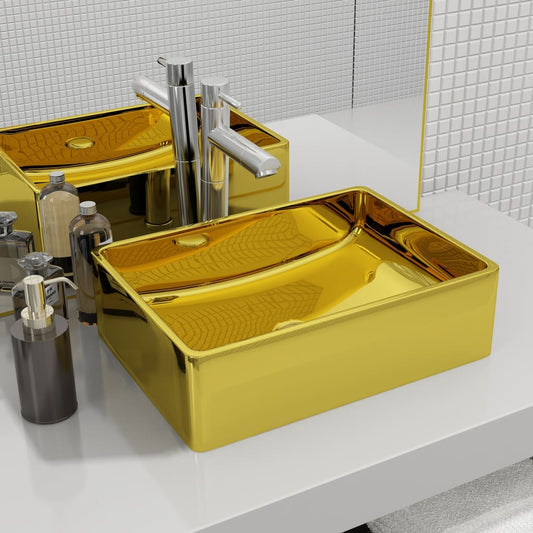 Bathroom sink, gold, 41 x 30 x 12 cm, ceramic