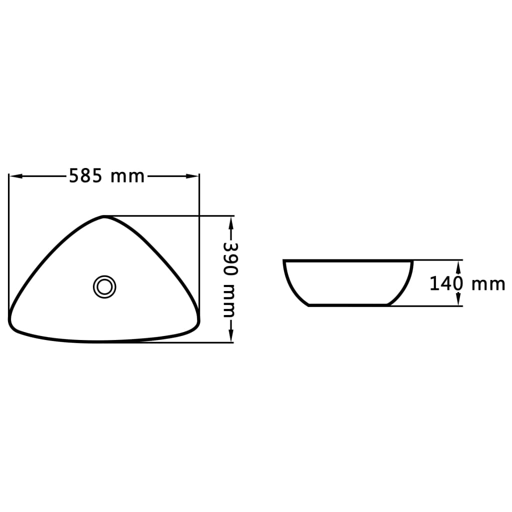 Bathroom sink, white, 58.5 x 39 x 14 cm, ceramic