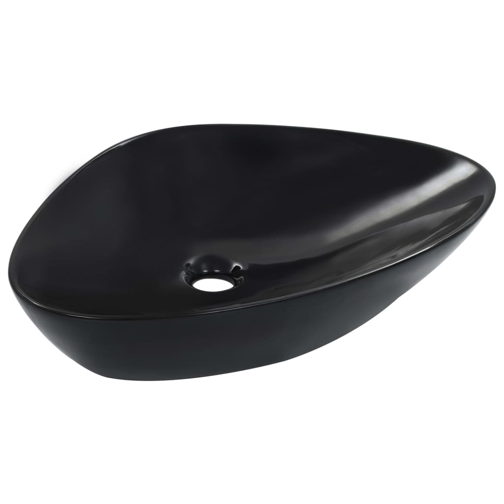 Bathroom sink, black, 58.5x39x14 cm, ceramic