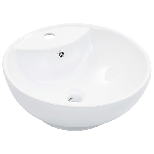 Sink with overflow, white, 46.5 x 18 cm, ceramic