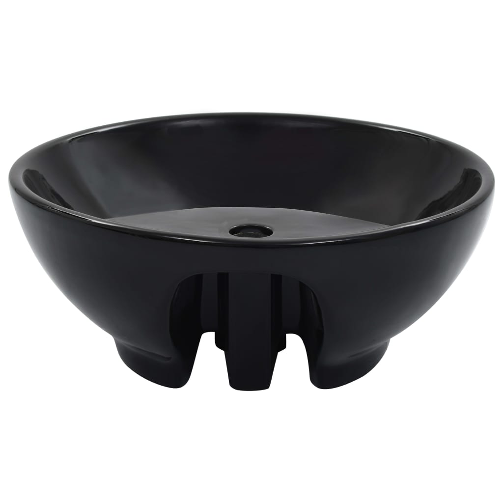 Sink with overflow, black, 46.5 x 18 cm, ceramic