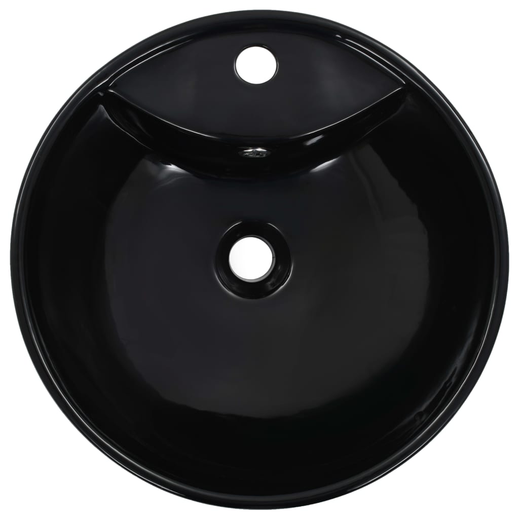 Sink with overflow, black, 46.5 x 18 cm, ceramic