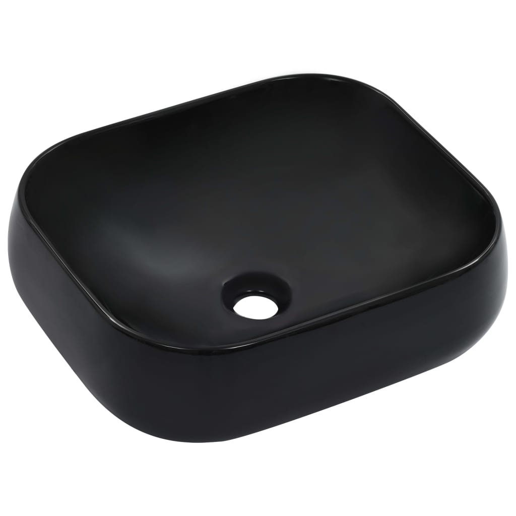 Bathroom sink, black, 44.5x39.5x14.5 cm, ceramic