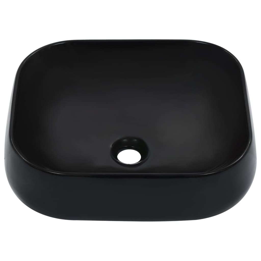 Bathroom sink, black, 44.5x39.5x14.5 cm, ceramic