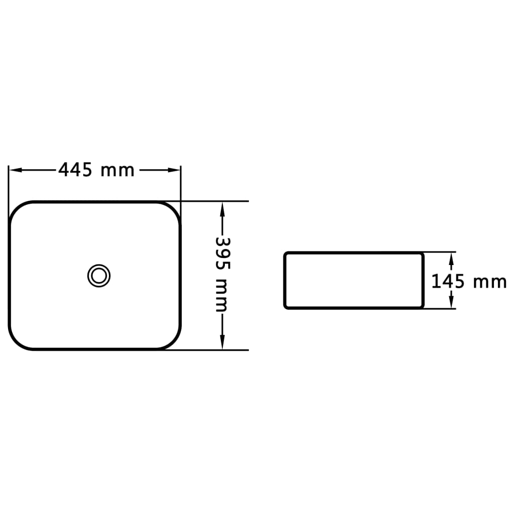 Bathroom sink, black, 44.5x39.5x14.5 cm, ceramic