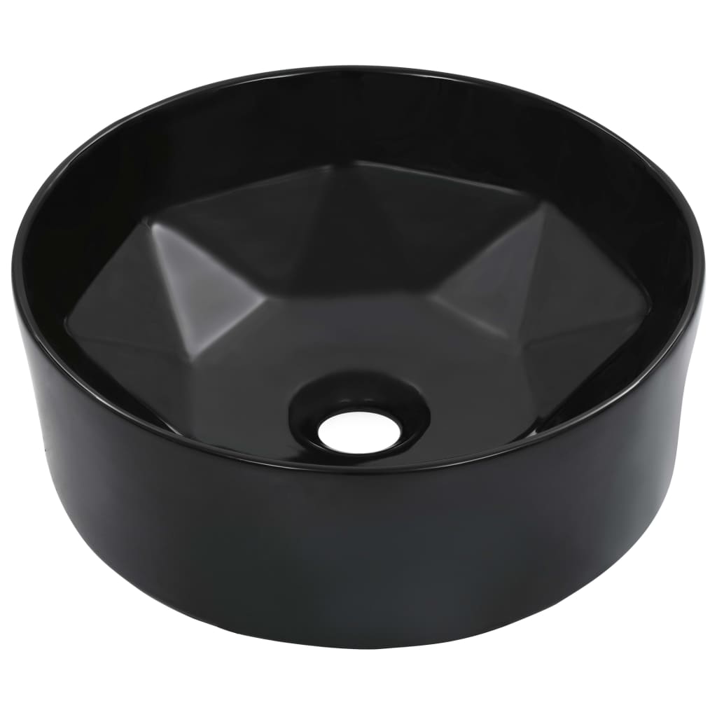 Bathroom sink, black, 36 x 14 cm, ceramic